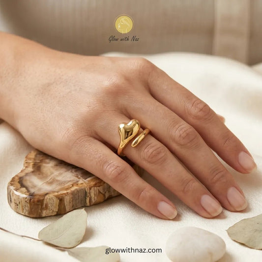 Adjustable Gold Heart Shaped Love Ring - Adjustable Gold Heart Shaped Love RingJewelryGlow With NazGlow With NazN-R001N-R001Adjustable Gold Heart Shaped Love Ring, ring, girls rings, rings for girls, rings simple, simple rings, stainless steel jewelry, jewellery set, aesthetic jewelry, simple jewellery, chain, jewelry, artificial jewellery, green jewellery, girls jewellery, rings for women, black ring, flower jewellery, chain for girls, jewellery for girls, jewellery