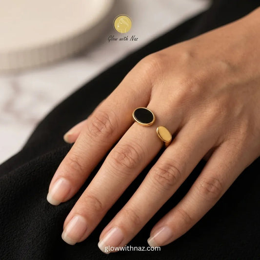 Black Oval Signet Adjustable Ring - Black Oval Signet Adjustable RingJewelryGlow With NazGlow With Naz ring, girls rings, rings for girls, rings simple, simple rings, stainless steel jewelry, jewellery set, aesthetic jewelry, simple jewellery, chain, jewelry, artificial jewellery, green jewellery, girls jewellery, rings for women, black ring, flower jewellery, chain for girls, jewellery for girls, jewellery