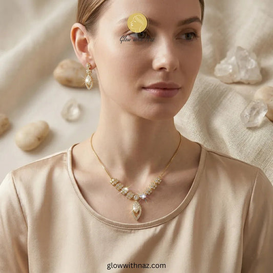 Gold Plated Radiant Blossom Zircon Necklace Jewelry Set - Gold Plated Radiant Blossom Zircon Necklace Jewelry SetJewelryGlow With NazGlow With NazN-N0019AN-N0019AGold Plated Radiant Blossom Zircon Necklace Jewelry Set glow with naz necklace, pendant necklace, necklace set, locket set, simple necklace, pendant set, pendant, chain necklace, diamond pendant, diamond necklace, locket necklace, neck chain, girls locket, heart locket, pendant for girls, necklace for girls, heart necklace, locket for g