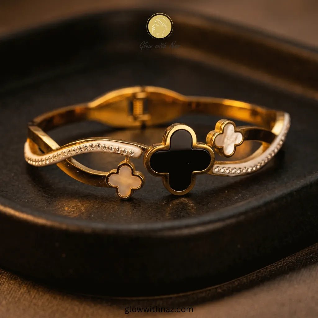 Infinity Trio Stainless Steel Clover Hand Cuff Bracelets - Infinity Trio Stainless Steel Clover Hand Cuff BraceletsJewelryGlow with NazGlow With NazN-B016N-B016Infinity Trio Stainless Steel Clover Hand Cuff Bracelet