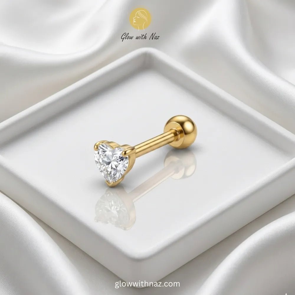 Premium Gold Heart Zircon Stainless Steel Nose Pin for Girls - Premium Gold Heart Zircon Stainless Steel Nose Pin for GirlsJewelryGlow With NazGlow With NazNR002NR0021pc Gold Heart Zircon Stainless Steel Nose Stud