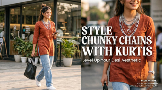 How to Style Chunky Stainless Steel Chains with Your Favorite Kurti - Glow With Naz