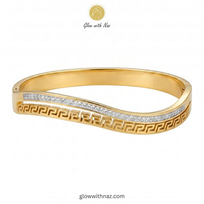 18K Gold-Plated Grecian Wave Hand Cuff Bracelets
