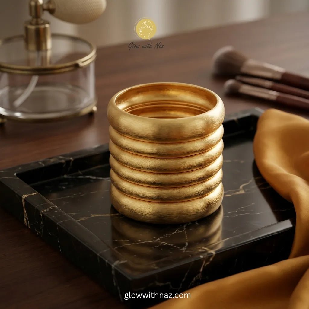 6 Pieces Artificial Gold Plated Bangles - 6 Pieces Artificial Gold Plated BanglesJewelryGlow With NazGlow With NazN-B024N-B0246 Pieces Artificial Gold Plated Bangles