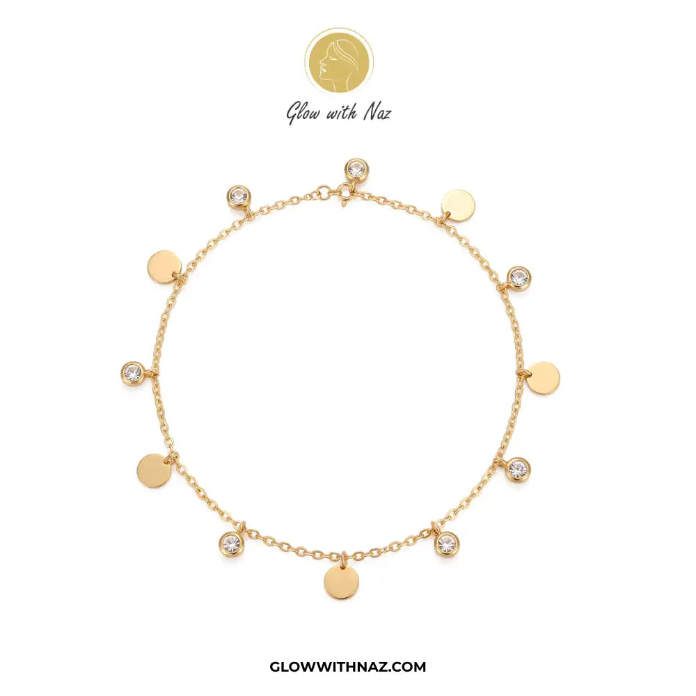 Stainless Steel Diamond Coin Anklet