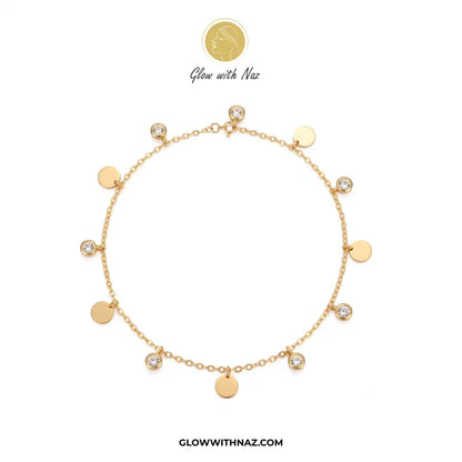 Stainless Steel Diamond Coin Anklet