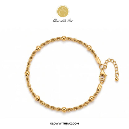 Stainless Steel Beaded Twisted Chain Bracelet