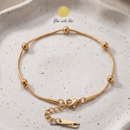 Minimalist Stainless Steel Beaded Bracelet - Single String Bracelet