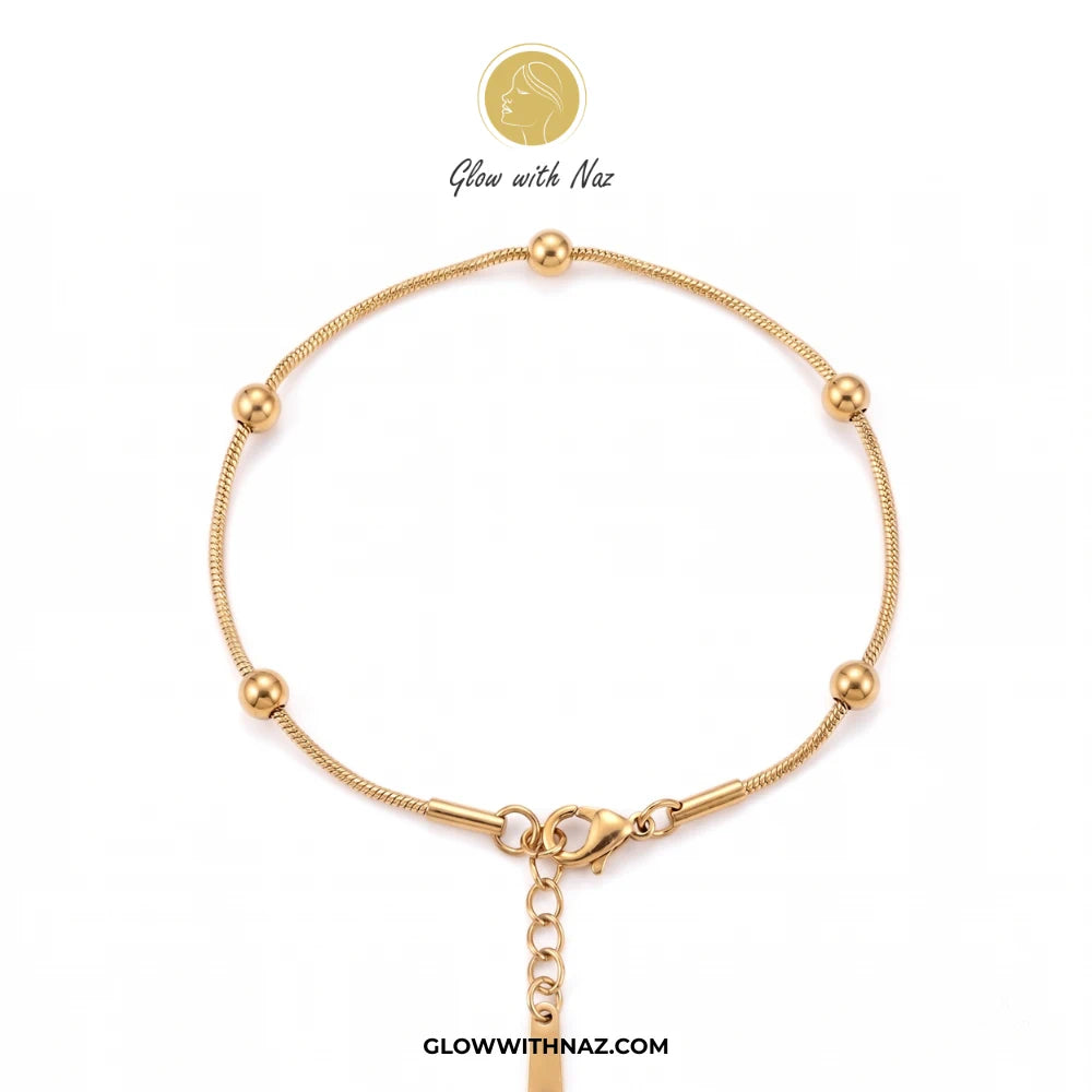 Minimalist Stainless Steel Beaded Bracelet - Single String Bracelet