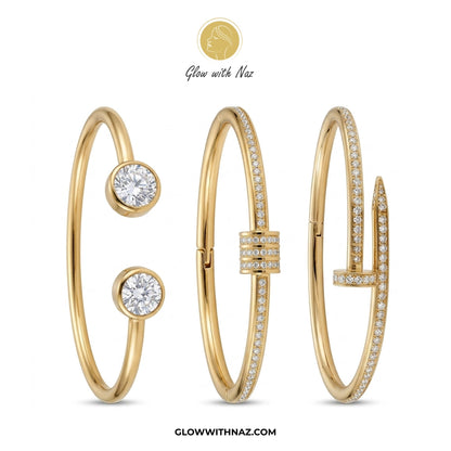 TRIO BUNDLE: Gold Plated Stainless Steel Trio Bundle Hand Cuff Bracelets