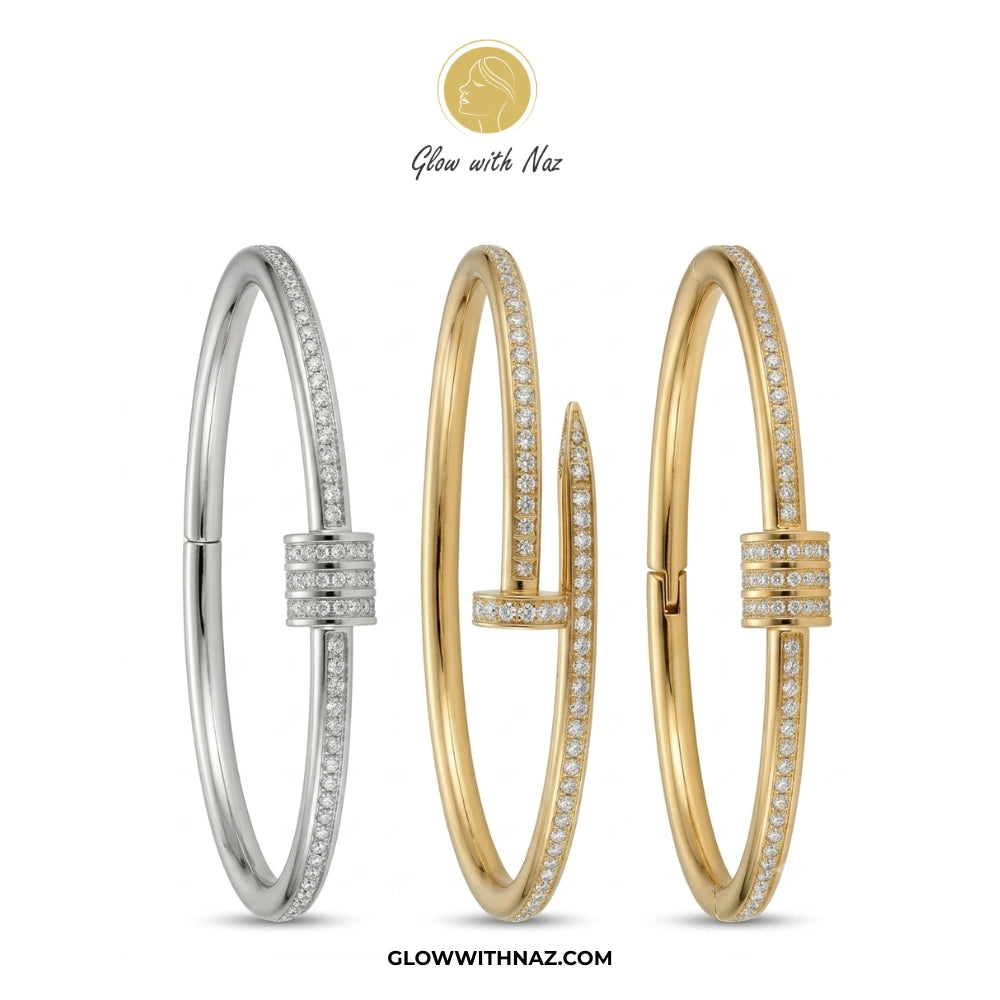 TRIO Screw Bracelet Bundle: Stainless Steel Hand Cuff Bracelet for Women