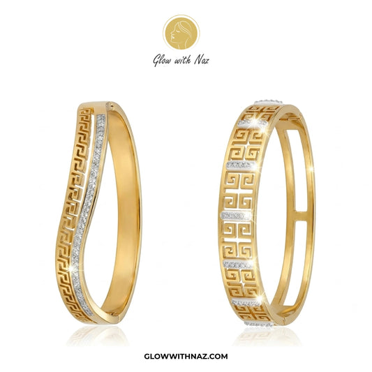 BUNDLE OFFER: 18K Gold-Plated Grecian Wave Hand Cuff Bracelets for Women