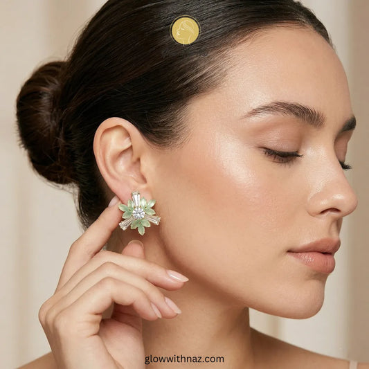 Celestial Mint Sunburst Studs Earring