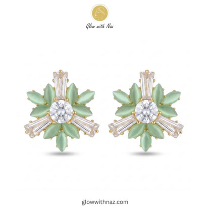 Celestial Mint Sunburst Studs Earring
