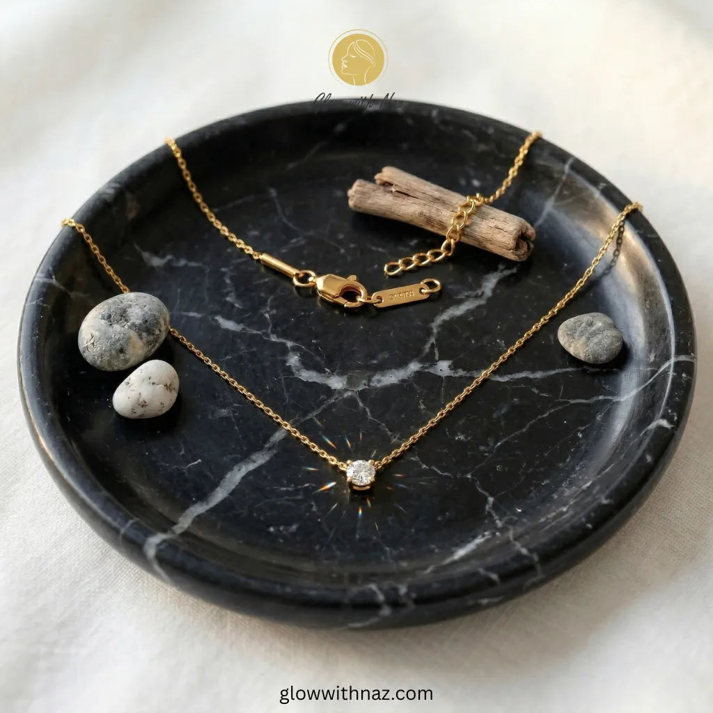 Diamond Pendant Gold-Plated Stainless Steel Simple Pendant Necklace
