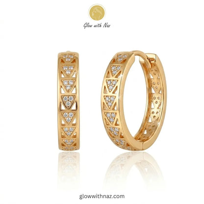 Geometric Golden & Silver Crystal Hoop Earrings for Girls