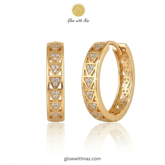 Geometric Golden & Silver Crystal Hoop Earrings for Girls