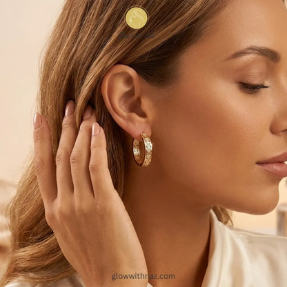 Geometric Golden & Silver Crystal Hoop Earrings for Girls
