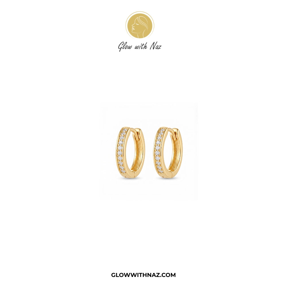 Premium Gold Plated Glass Crystal Hoops for Women