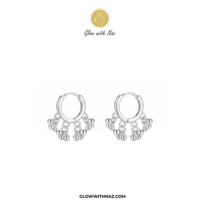 Silver 3 Attached Silver Drop Hoops for Women