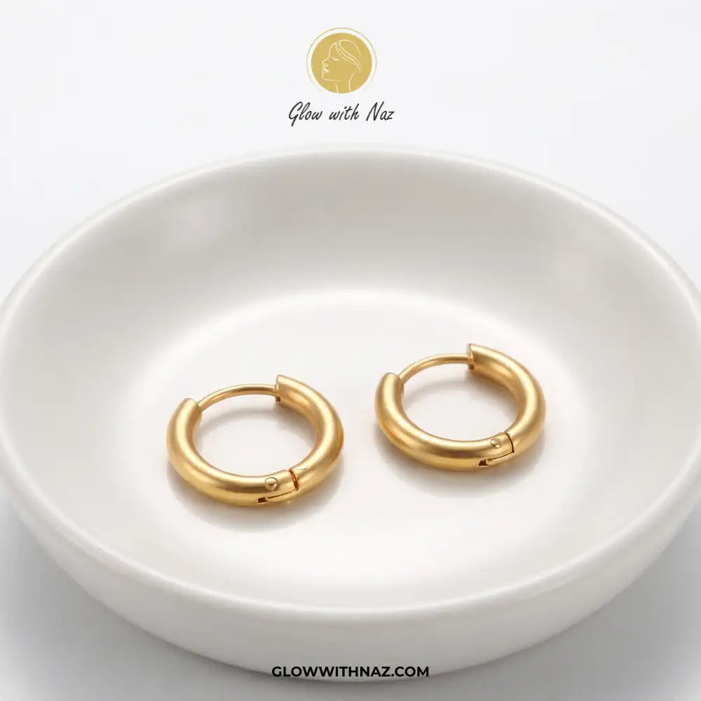 Dainty Minimalist Gold Stainless Steel Small Hoop Earrings