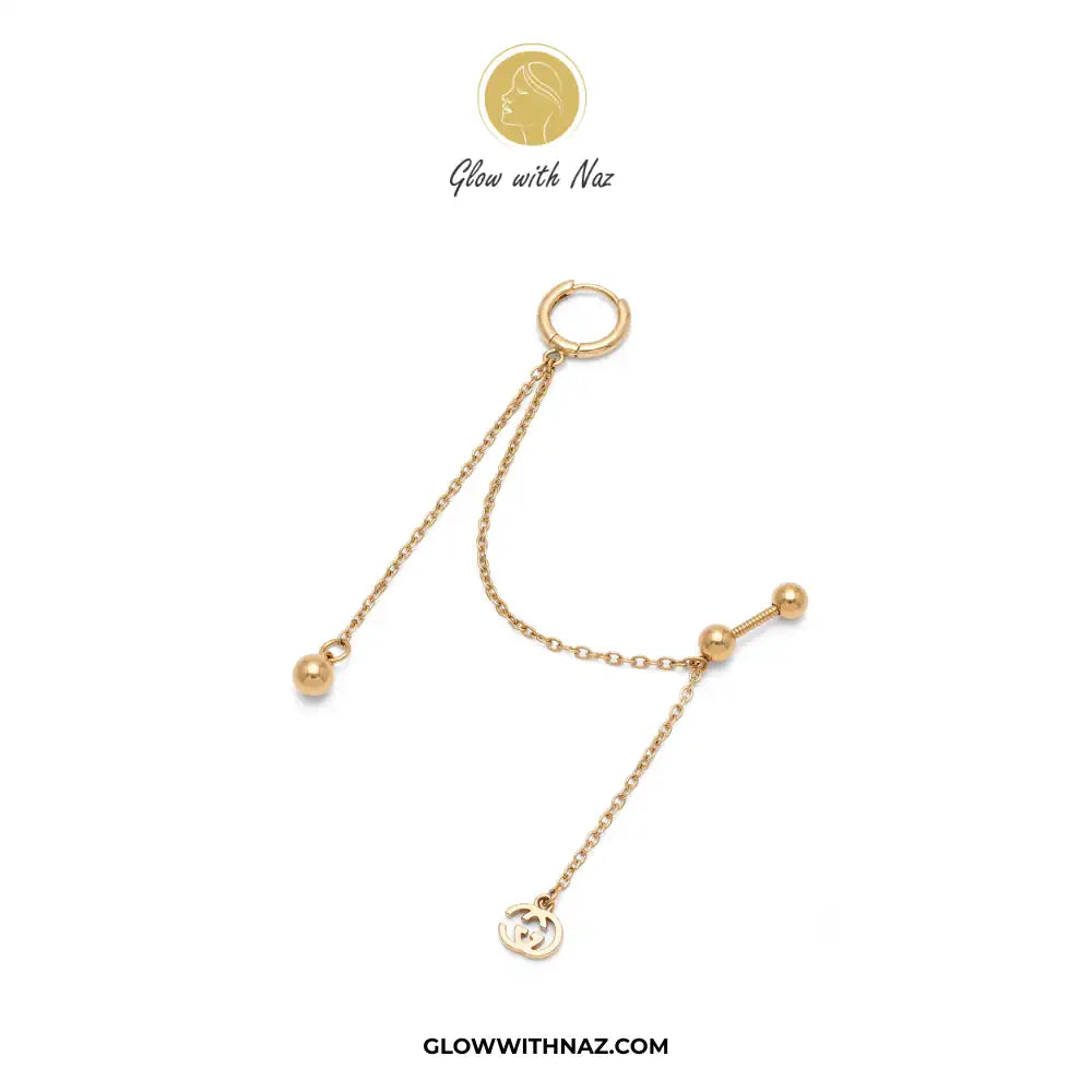 Double Helix & Ear Lobe Piercing Jewelry Gold Chain Cartilage Earring