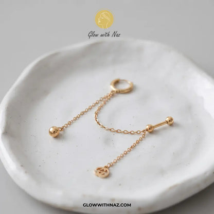 Double Helix & Ear Lobe Piercing Jewelry Gold Chain Cartilage Earring