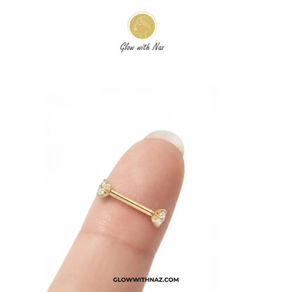 Anti Tarnish Double Diamond Stud Helix Piercing Jewelry