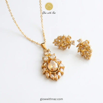 Elegant Sun Flower Style Necklace & Earrings Set necklace, pendant necklace, necklace set, locket set, simple necklace, pendant set, pendant, chain necklace, diamond pendant, diamond necklace, locket necklace, neck chain, girls locket, heart locket, pendant for girls, necklace for girls, heart necklace, locket for girls, diamond locket, pendant necklace for girls, heart chain locket, stainless steel necklace, double chain necklace, ruby necklace, neck chain for girls, locket design, pendant design, necklace