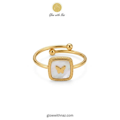 Gold Butterfly Adjustable Ring, ring, girls rings, rings for girls, rings simple, simple rings, stainless steel jewelry, jewellery set, aesthetic jewelry, simple jewellery, chain, jewelry, artificial jewellery, green jewellery, girls jewellery, rings for women, black ring, flower jewellery, chain for girls, jewellery for girls, jewellery