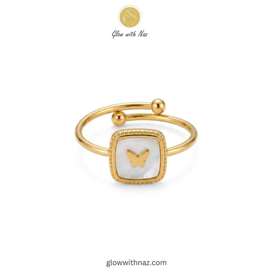 Gold Butterfly Adjustable Ring, ring, girls rings, rings for girls, rings simple, simple rings, stainless steel jewelry, jewellery set, aesthetic jewelry, simple jewellery, chain, jewelry, artificial jewellery, green jewellery, girls jewellery, rings for women, black ring, flower jewellery, chain for girls, jewellery for girls, jewellery
