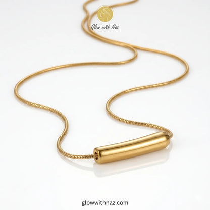 Minimalist polished tube bar gold pendant necklace by Glow with Naz necklace, pendant necklace, necklace set, locket set, simple necklace, pendant set, pendant, chain necklace, diamond pendant, diamond necklace, locket necklace, neck chain, girls locket, heart locket, pendant for girls, necklace for girls, heart necklace, locket for girls, diamond locket, pendant necklace for girls, heart chain locket, stainless steel necklace, double chain necklace, ruby necklace, neck chain for girls, locket design, penda