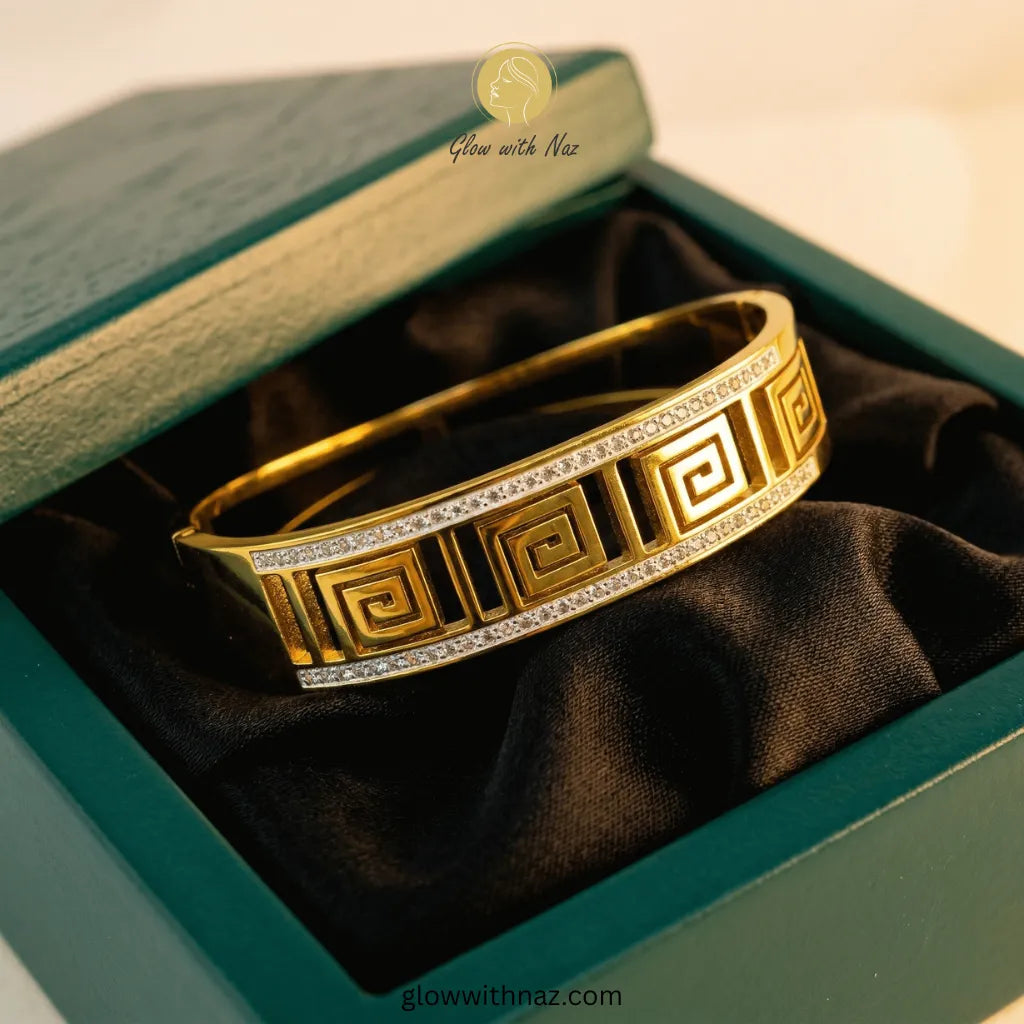 Gold Greek Key Bangle & Heart Earrings Deal