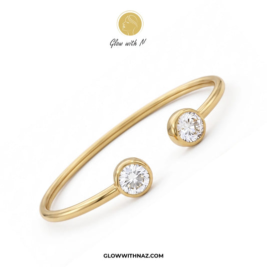 Gold Laam Bracelet Zircon Open Cuff Bangle