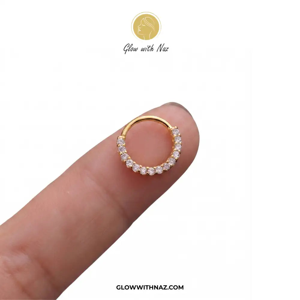 Anti Tarnish Front Zircon Stainless Steel Nose Ring