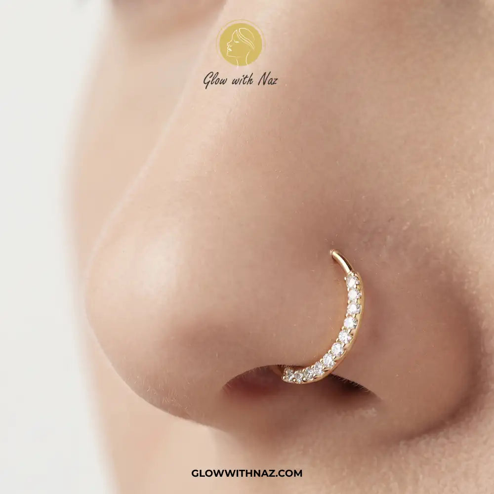 Anti Tarnish Front Zircon Stainless Steel Nose Ring