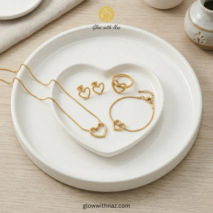 Open heart jewelry set styled for everyday luxury - Glow with Naz Jewelry necklace, pendant necklace, necklace set, locket set, simple necklace, pendant set, pendant, chain necklace, diamond pendant, diamond necklace, locket necklace, neck chain, girls locket, heart locket, pendant for girls, necklace for girls, heart necklace, locket for girls, diamond locket, pendant necklace for girls, heart chain locket, stainless steel necklace, double chain necklace, ruby necklace, neck chain for girls, locket design,