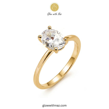 Golden oval diamond ring for women, trending minimalist jewelry by Glow With Naz.ring, girls rings, rings for girls, rings simple, simple rings, stainless steel jewelry, jewellery set, aesthetic jewelry, simple jewellery, chain, jewelry, artificial jewellery
