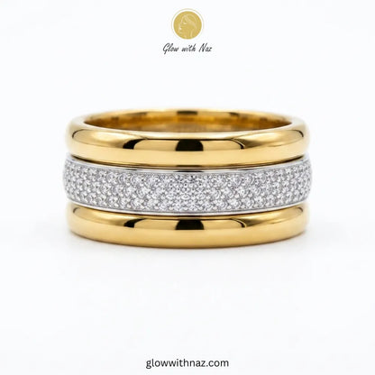 Stainless Steel Crystal Pave Stacking ring Set | Waterproof & Anti-Tarnish | Pure Stainless Steel  ring, girls rings, rings for girls, rings simple, simple rings, stainless steel jewelry, jewellery set, aesthetic jewelry, simple jewellery, chain, jewelry, artificial jewellery