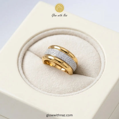 Shop the viral Stainless Steel Pave Set of 3 at Glow With Naz. Featuring a dazzling crystal band and waterproof, 100% anti-tarnish material, it's perfect for minimalist jewelry styling or as a beautiful gift idea ring, girls rings, rings for girls, rings simple, simple rings, stainless steel jewelry, jewellery set, aesthetic jewelry, simple jewellery, chain, jewelry, artificial jewellery