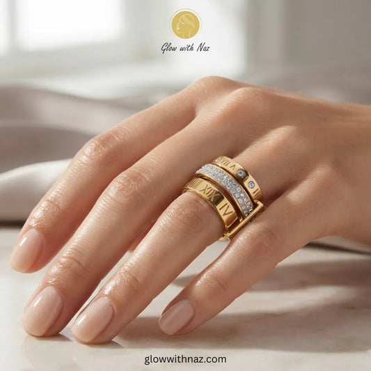 Stainless Steel Roman Set of 3 | Viral Statement Rings ring, girls rings, rings for girls, rings simple, simple rings, stainless steel jewelry, jewellery set, aesthetic jewelry, simple jewellery, chain, jewelry, artificial jewellery