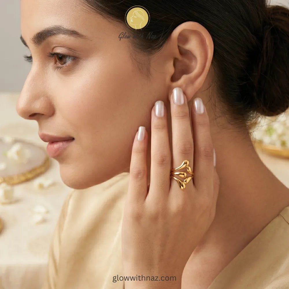 Adjustable Gold Sculptural Teardrop Statement Ring - Adjustable Gold Sculptural Teardrop Statement RingJewelryGlow With NazGlow With NazR007R007Gold Sculptural Teardrop Statement Ring – Pure Stainless Steel
