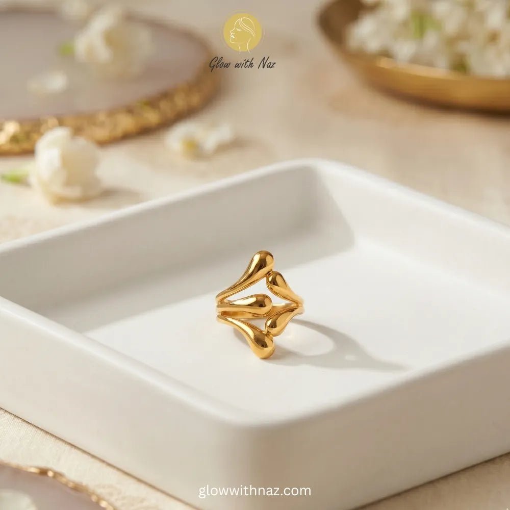 Adjustable Gold Sculptural Teardrop Statement Ring - Adjustable Gold Sculptural Teardrop Statement RingJewelryGlow With NazGlow With NazR007R007Gold Sculptural Teardrop Statement Ring – Pure Stainless Steel
