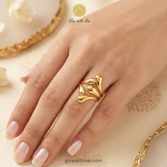 Adjustable Gold Sculptural Teardrop Statement Ring - Adjustable Gold Sculptural Teardrop Statement RingJewelryGlow With NazGlow With NazR007R007Gold Sculptural Teardrop Statement Ring – Pure Stainless Steel