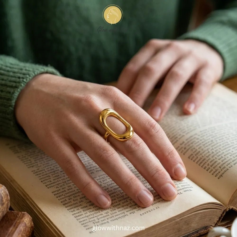 Adjustable Stainless Steel Gold Open Oval Chain Link Simple Ring - Adjustable Stainless Steel Gold Open Oval Chain Link Simple RingJewelryGlow With NazGlow With NazR008R008Minimalist Gold Chain Ring – Pure Stainless Steel, ring, girls rings, rings for girls, rings simple, simple rings, stainless steel jewelry, jewellery set, aesthetic jewelry, simple jewellery, chain, jewelry, artificial jewellery, green jewellery, girls jewellery, rings for women, black ring, flower jewellery, chain for girls, 