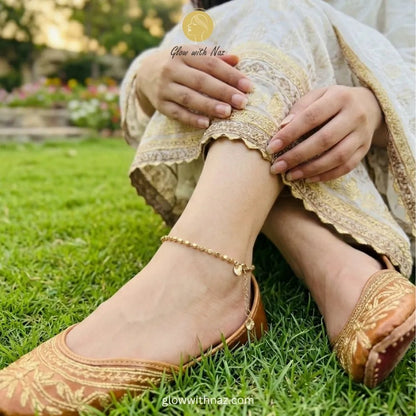 Anti-Tarnish Gold-Plated Square Bead Anklet for Women in Pakistan - Anti-Tarnish Gold-Plated Square Bead Anklet for Women in PakistanJewelryGlow With NazGlow With NazGold Ball Chain Anklet Pair for Women Pakistan