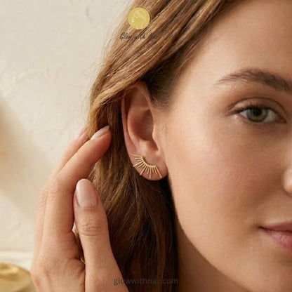 Anti-Tarnish Radiant Sunburst Small Stud Earrings for Girls - Anti-Tarnish Radiant Sunburst Small Stud Earrings for GirlsJewelryGlow With NazGlow With NazE011E011High-quality minimalist sunburst studs from the Glow with Naz jewelry