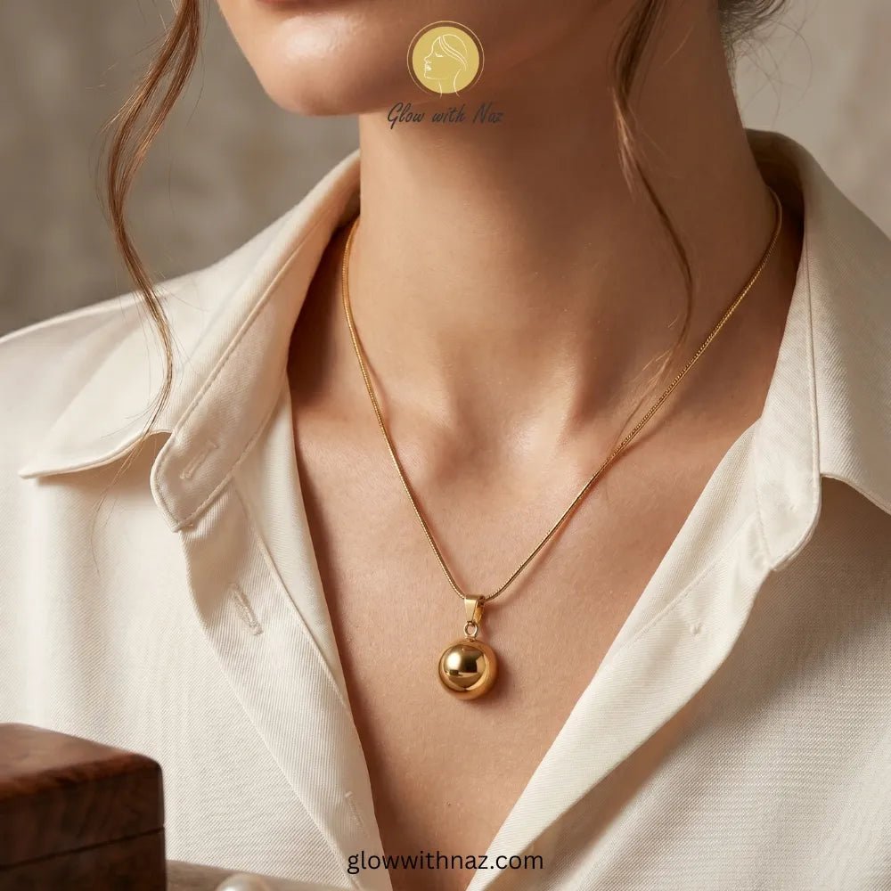 Bundle Offer: Anti-Tarnish Half Sphere Gold-Plated Pendant & Oval Frame Ring - Bundle Offer: Anti-Tarnish Half Sphere Gold-Plated Pendant & Oval Frame RingJewelryGlow With NazGlow With NazPremium sphere necklace packaged as a minimalist gift necklace, pendant necklace, necklace set, locket set, simple necklace, pendant set, pendant, chain necklace, diamond pendant, diamond necklace, locket necklace, neck chain, girls locket, heart locket, pendant for girls, necklace for girls, heart necklace, lo