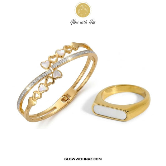 Bundle Offer: Anti-Tarnish Heart Bangle Bracelet & Stainless Steel White Ring - Bundle Offer: Anti-Tarnish Heart Bangle Bracelet & Stainless Steel White RingJewelryGlow With NazGlow With Naz6girls bracelet, bracelet for girls, simple bracelet, chain bracelet, bracelet chain, bracelet watch, hand bracelet, black jewellery, bracelet, ring bracelet, aesthetic bracelet, bracelet for women, bracelet set, cartier bracelet, cute bracelet, jewellery bracelet, bracelets, golden bracelet, clover bracelet,