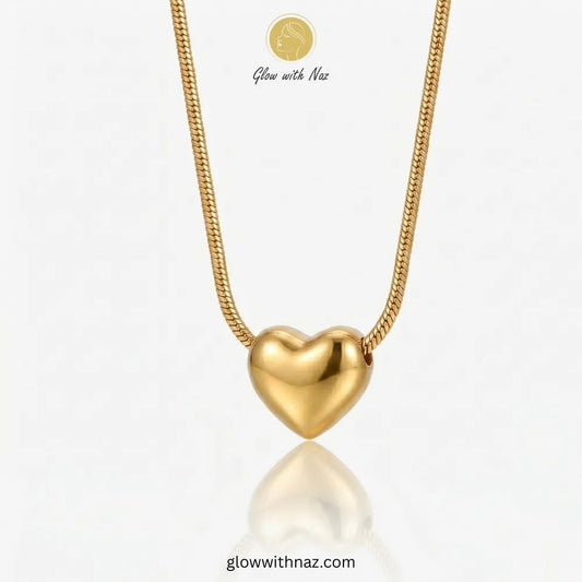 Bundle Offer: Anti-Tarnish Puffy Heart Pendant Necklace & Puffy Heart Hoop Earrings - Bundle Offer: Anti-Tarnish Puffy Heart Pendant Necklace & Puffy Heart Hoop EarringsJewelryGlow With NazGlow With NazPuffy Heart Gold Pendant Necklace stainless steel necklace, pendant necklace, necklace set, locket set, simple necklace, pendant set, pendant, chain necklace, diamond pendant, diamond necklace, locket necklace, neck chain, girls locket, heart locket, pendant for girls, necklace for girls, heart ne